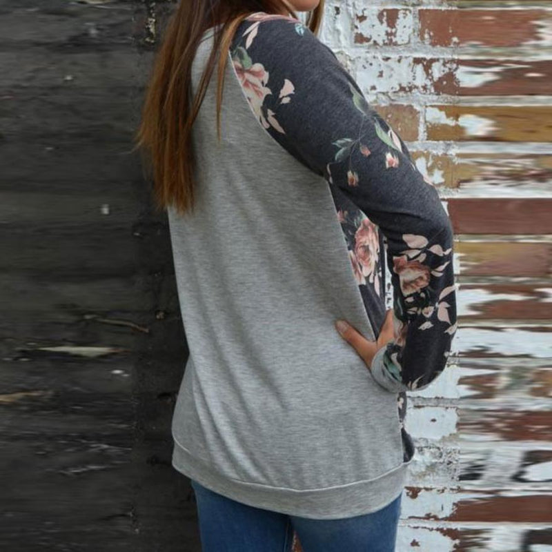 Pullover-top met lange mouwen en bloemenprint