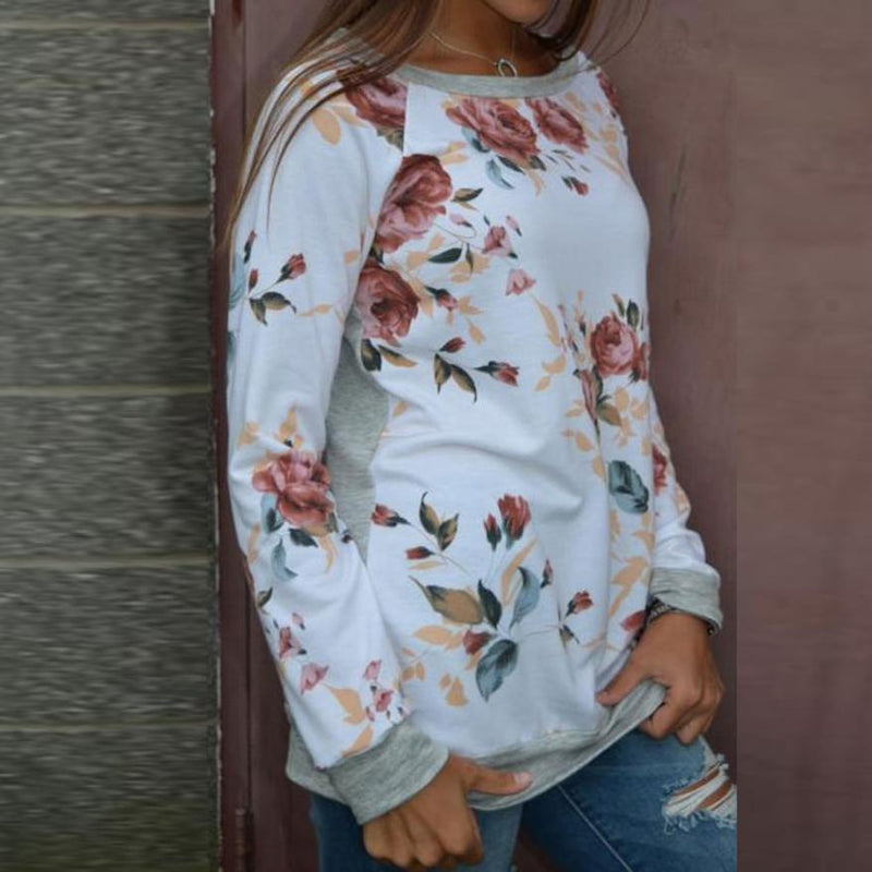 Pullover-top met lange mouwen en bloemenprint