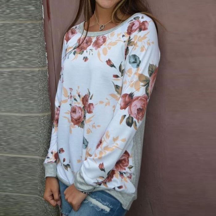 Floral Print Long Sleeve Pullover Top