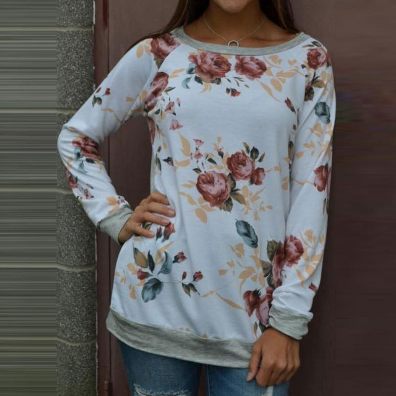 Pullover-top met lange mouwen en bloemenprint