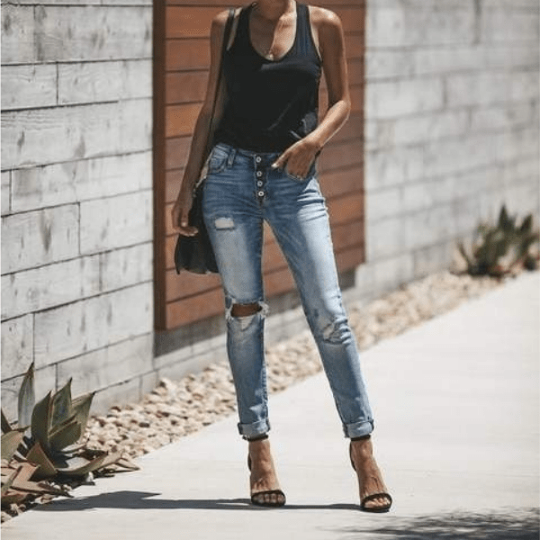 Bleached Ripped Denim Skinny Jeans