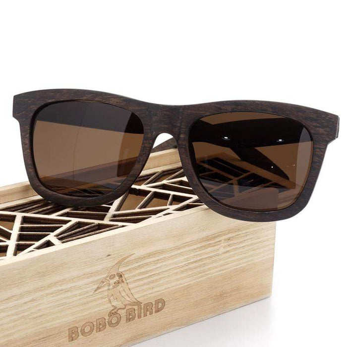 BOBO BIRD Gafas de sol de madera negras - Lentes polarizadas 