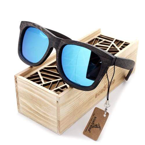 BOBO BIRD Black Wooden Sunglasses- Polarized Lenses
