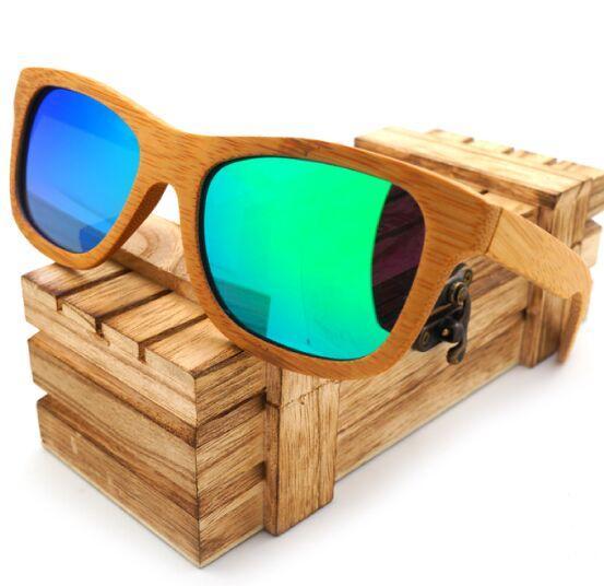 BOBO Bird Rectangle Style Wooden Sunglasses with Polarized Lenses