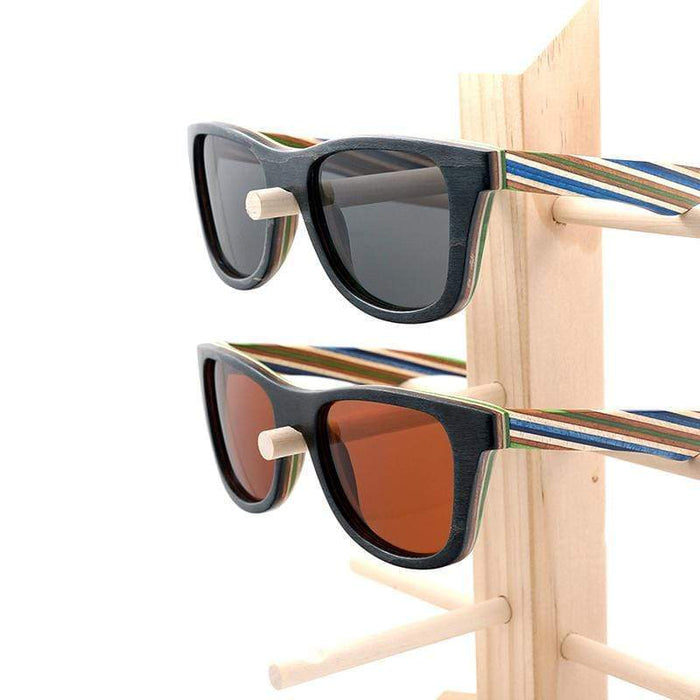 BOBO BIRD Wooden Sunglasses Striped Frames and Polarized Lenses