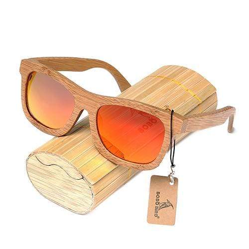 BOBO Bird Wooden Sunglasses Red Polarized Lenses