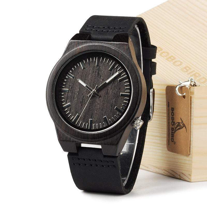 BOBO BIRD Reloj de madera de bambú oscuro 