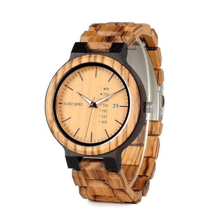 BOBO BIRD Bamboe houten horloge met week en datum 