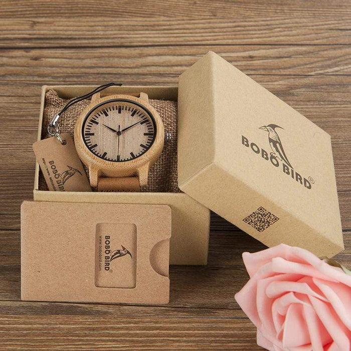 BOBO BIRD Reloj de Madera con Correa de Cuero