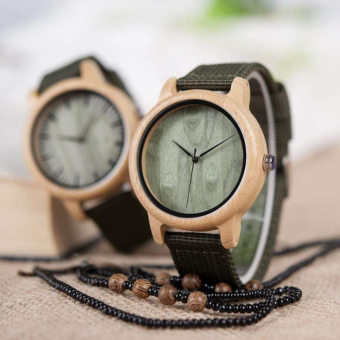 BOBO BIRD bamboe houten horloge nylon band 
