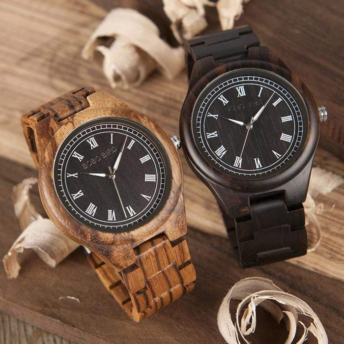 BOBO BIRD Ebony Zebra houten horloge 