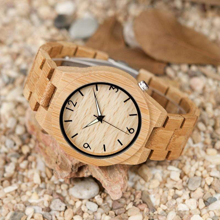 BOBO BIRD bamboe houten horloge met wijzerplaten 