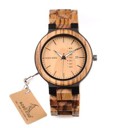 BOBO BIRD Bamboo Wooden Watch with Week and Date