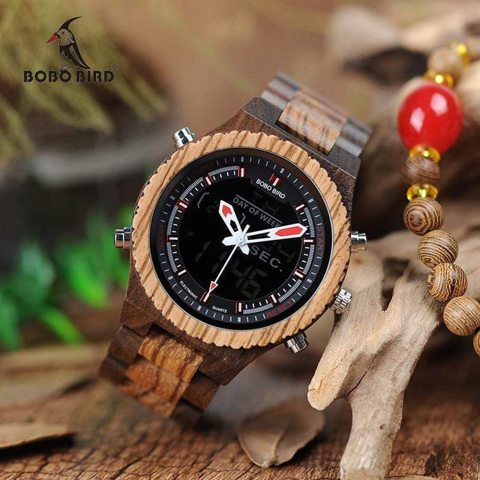 BOBO BIRD houten meerkleurig horloge met dubbel display