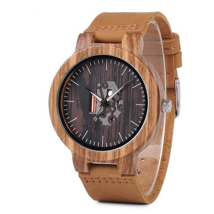 BOBO BIRD Reloj de madera de cuarzo con patrón de cebra