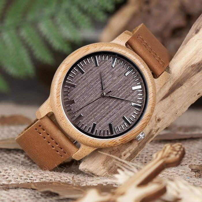 BOBO BIRD Reloj casual de madera de bambú 
