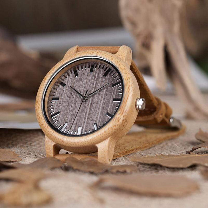 BOBO BIRD Reloj casual de madera de bambú 