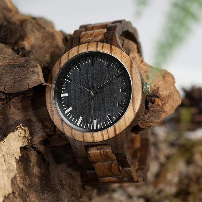 BOBO BIRD Reloj de cuarzo de madera de cebra