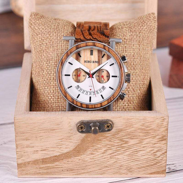 BOBO BIRD Reloj impermeable de acero inoxidable de madera 