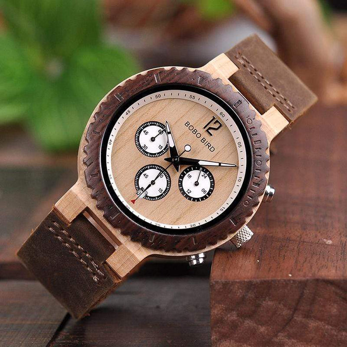 BOBO BIRD Reloj de madera con indicador de fecha