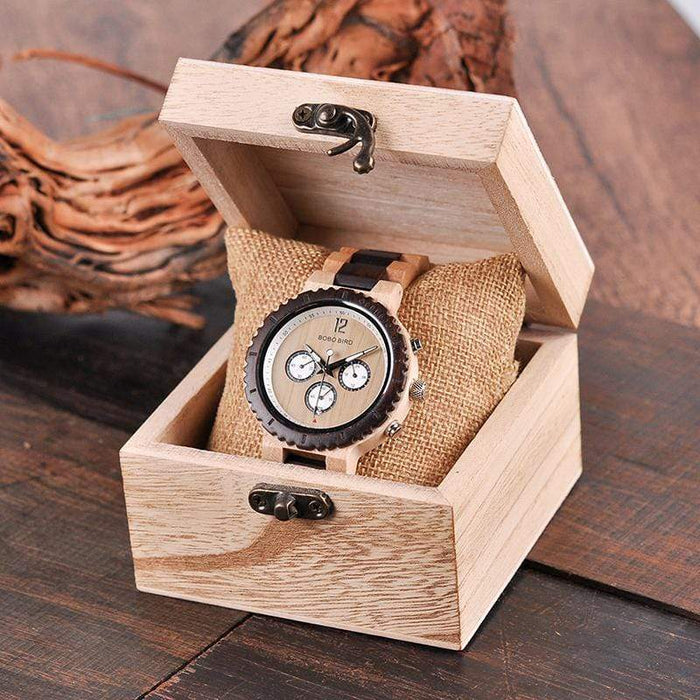 BOBO BIRD Reloj de madera con indicador de fecha