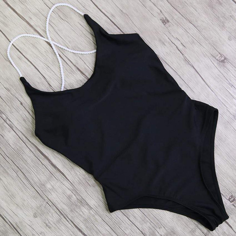 Cross Halter One Piece Swimsuit