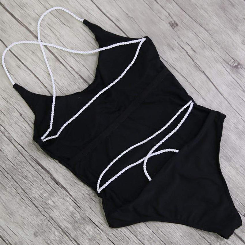 Cross Halter One Piece Swimsuit