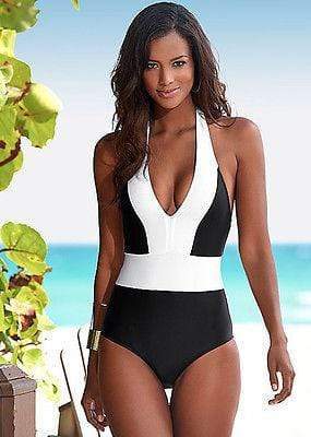 Two Tone One Piece Swimsuit