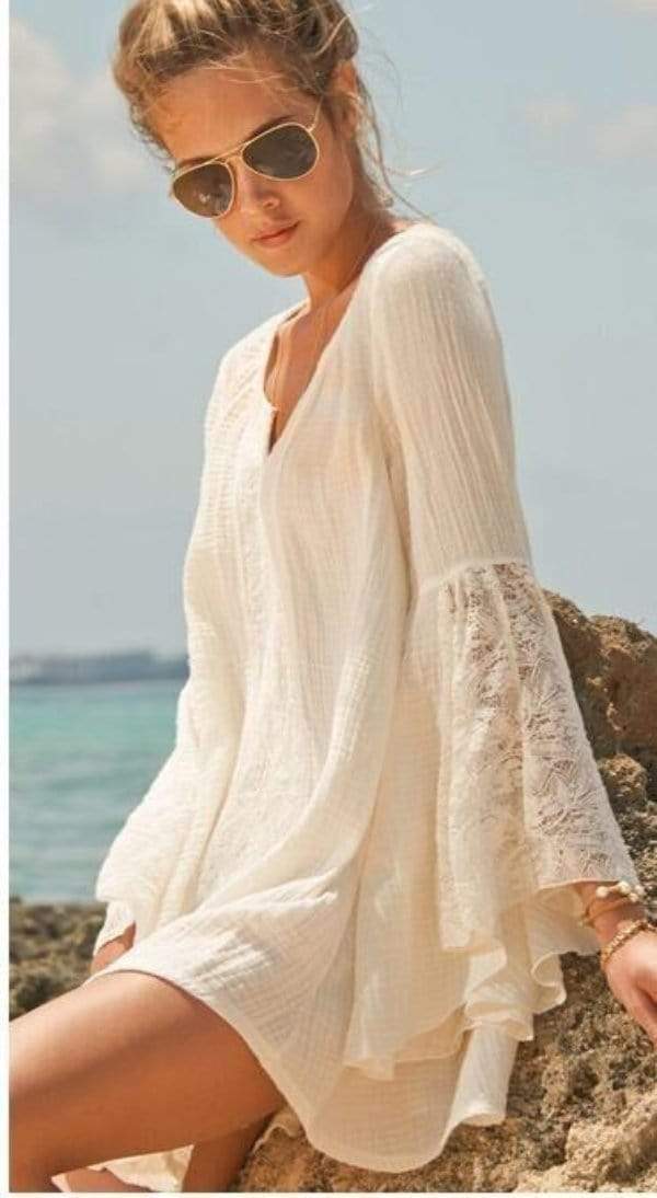 Chique kanten strandjurk met V-hals 