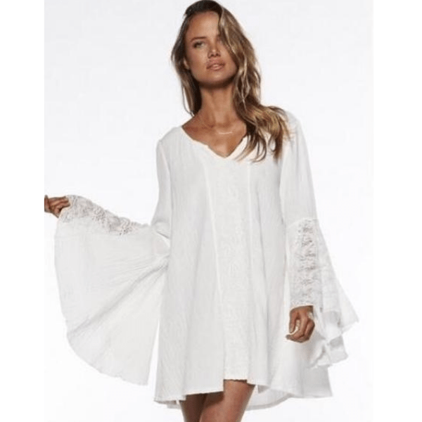 Chique kanten strandjurk met V-hals 