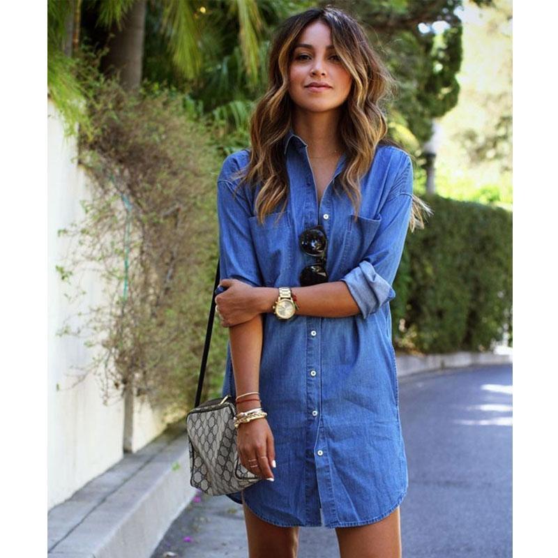 Chambray Faux Denim Mini Dress