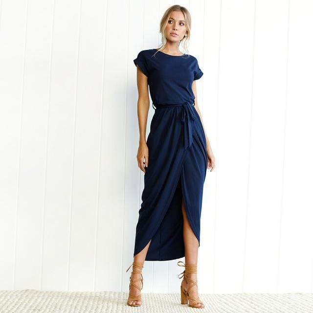 long maxi dress with split Cleft Long Maxi Dress — Agloryz