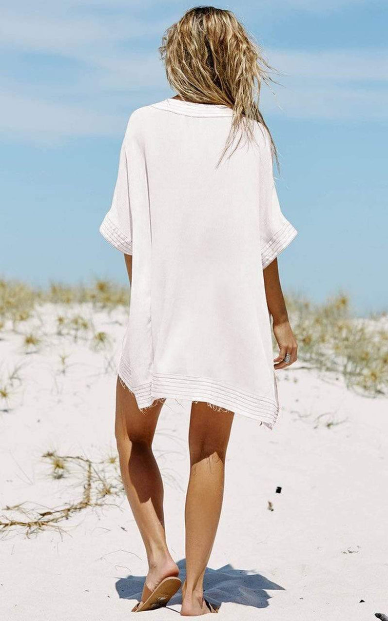 Casual White Beach Cover Up — Agloryz