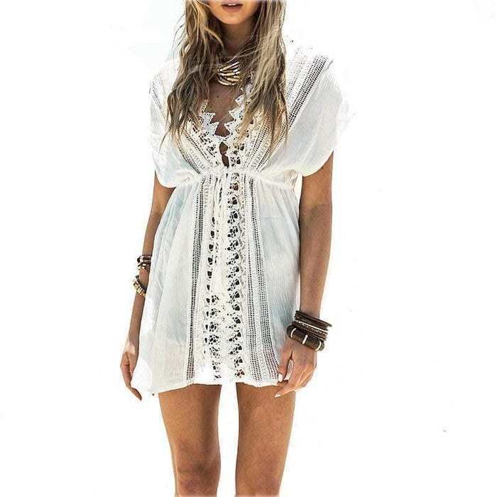 White Crochet Lace Cover Up