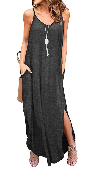 Casual mouwloze lange maxi-jurk 