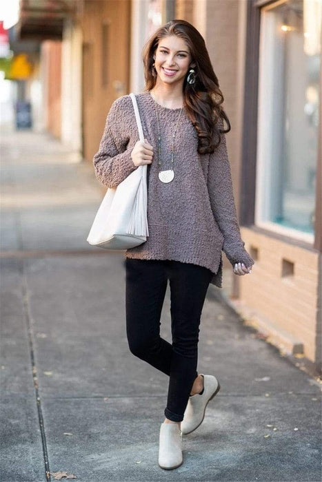 Casual Solid Knit Sweater