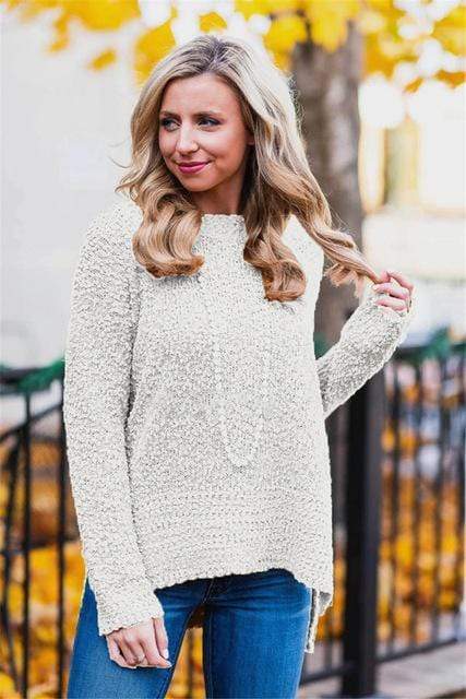 Casual effen gebreide trui 