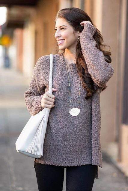 Casual Solid Knit Sweater