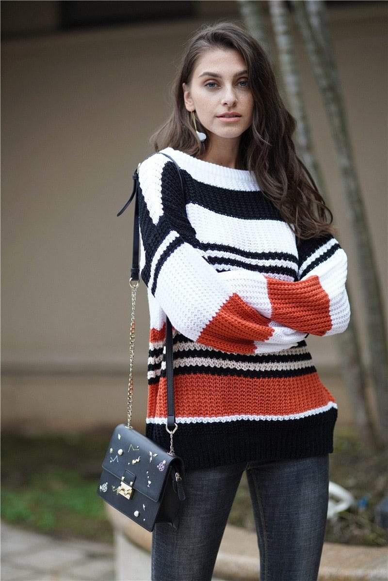 Striped Pullover Knit Sweater