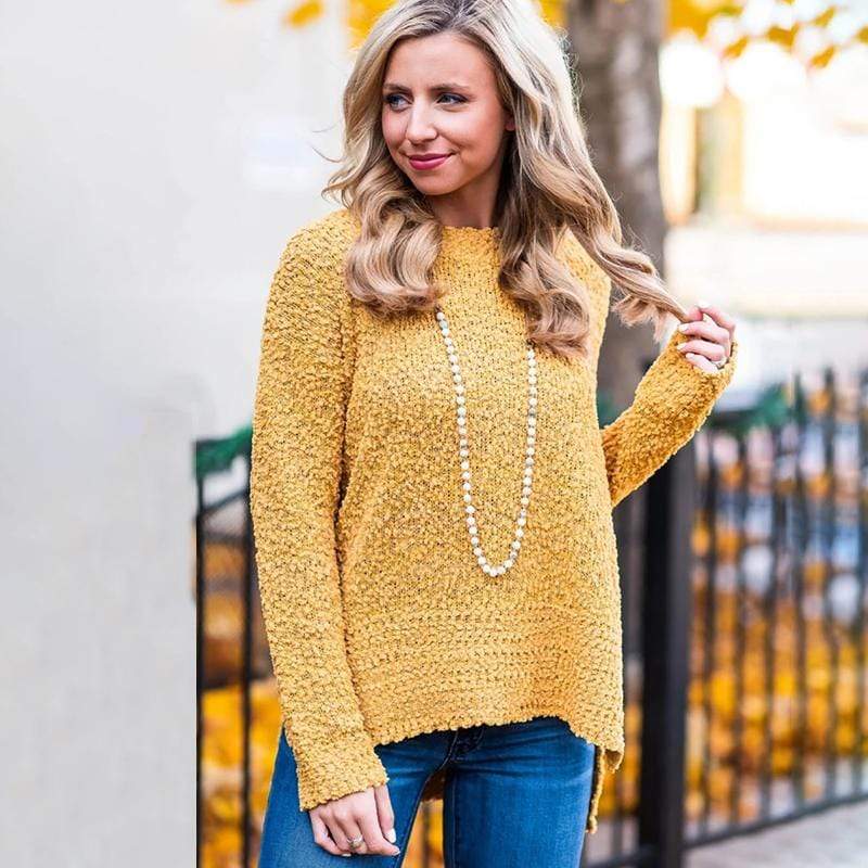 Casual effen gebreide trui 