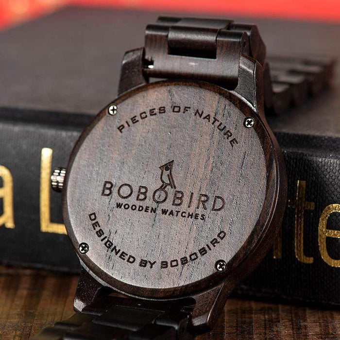 BOBO BIRD Reloj de cuarzo de marca de lujo de madera 