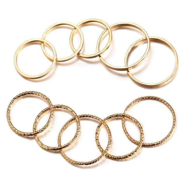 Conjunto de anillos de nudillos de oro 