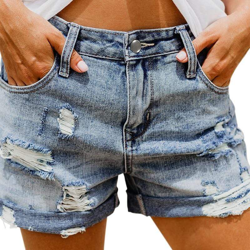Distressed denim shorts in Boyfriend-stijl 
