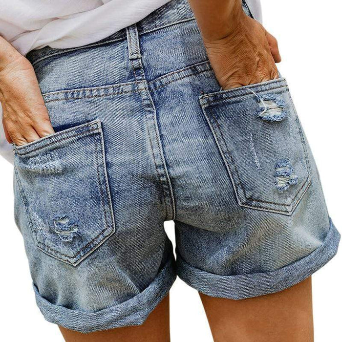 Boyfriend Style Distressed Denim Shorts
