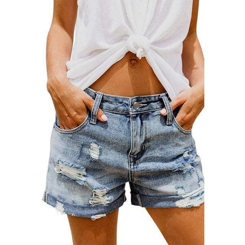 Distressed denim shorts in Boyfriend-stijl 