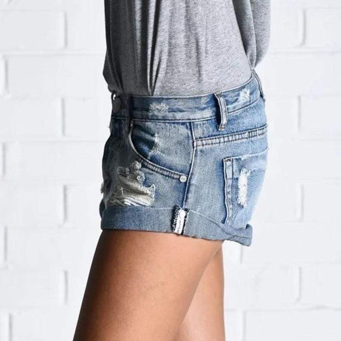 Vintage gescheurde franje denim shorts 