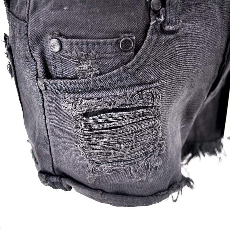 Vintage gescheurde franje denim shorts 