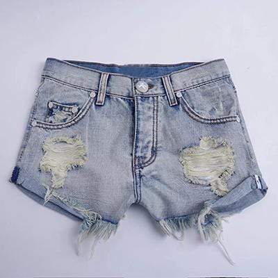 Vintage Ripped Fringe Denim Shorts