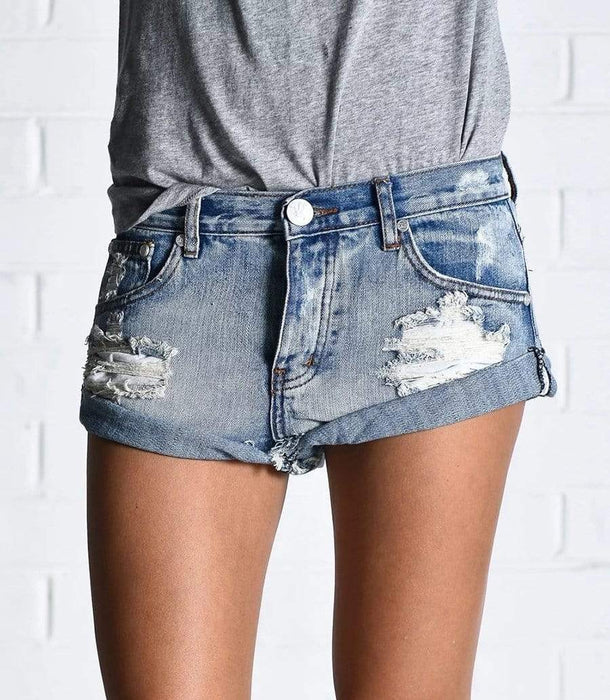 Vintage gescheurde franje denim shorts 