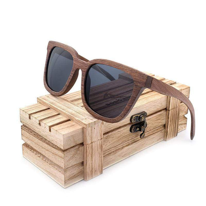 BOBO BIRD natuurlijke houten zonnebril - gepolariseerde lenzen vierkante stijl 